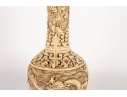 Chinese Carved Celluloid Vase With Dragon And Flower Motifs
