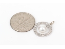 14k White Gold Pretty Diamond Halo And Cultured Pearl Set Pendant, App. 0.09 TCW
