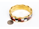 Tiffany & Co. 18k Yellow Gold Angela Cummings Wonderful Inlaid Wave Bangle, With Box
