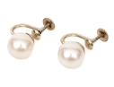 14k White Gold Classic Vintage Handsome 8.75mm Cultured Pearl Screwback Earrings