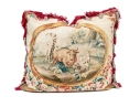 Antique French Aubusson Accent Pillow