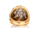 Van Cleef & Arpels 18k Yellow Gold Stunning Vintage Pave Diamond Foliate Ring, Size 3.75