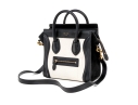 Celine Black And Soft White Leather Top Handle Bag, With Shoulder Strap