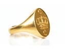 18k Yellow Gold Heavy Crown Engraved And Initialed Ring, Size 8.25
