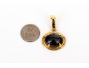 Gumps 18k Yellow Gold Classic Oval Black Onyx Ribbed Frame Pendant/enhancer