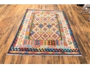 Hand Woven Wool Kilim Accent Carpet, 6'-9