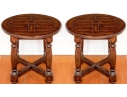 Pair Of Bausman Carved And Finished Circular End Tables