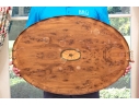 Antique Marquetry And Satinwood Banded Twin Handled Oval Tray