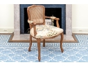 French Louis XV Style Upholstered Fauteuil With Cane Back