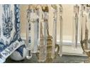 Elegant Pair Of Brass And Stone Girandole Candlesticks