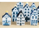 Decorative Set Of Ten Dutch KLM Bols Ceramic House Bottles