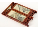 Miniature Chinese Hand-Painted Silk Folding Table Screen