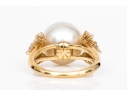 Fred 18k Yellow Gold Magnficent Vintage South Sea Cultured Pearl And Diamond Ring, Size 5.75