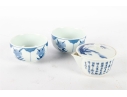 Japanese Blue And White Porcelain Sugar Bowl And Teacups Set