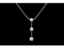 14k White Gold Graduated Stacked Diamond Pendant, App. 0.41 TCW, With Chain