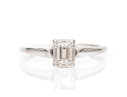 18k White Gold Simple Emerald Cut Diamond Solitaire Ring, App. 0.24 CTS, Size 6