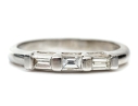 Platinum Three Stone Baguette Band Ring App. 0.28 TCW, Size 4.25+
