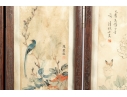 Vintage Chinese Folding Table Screen With Hand-Painted Scenes