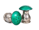 Pair Of Norwegian Enameled Sterling Silver Mushroom Salt And Pepper Casters