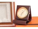 Hermes Diminutive Travel Alarm In Leather Case, Boxed