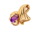 14k Yellow Gold Contemporary Pear Amethyst Swirl Pendant