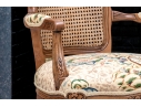 French Louis XV Style Upholstered Fauteuil With Cane Back