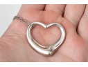 Tiffany & Co. Sterling Elsa Peretti Large Open Heart Pendant, With Chain