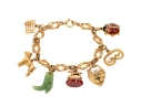 14k Yellow Gold Fun Rope Motif Vintage Charm Bracelet, With 14k And 9k Assorted Charms