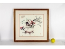 Framed Chinese Watercolor Painting Of Potted Flowers