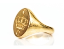 18k Yellow Gold Heavy Crown Engraved And Initialed Ring, Size 8.25