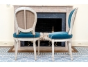 Pair Of Louis XVI Style Custom Upholstered Medallion Back Side Chairs