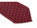 Hermes Burgundy And Gold Anchor Motif Silk Tie, With Box