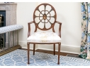 Quality Hepplewhite Style Painted Medallion Back Armchair