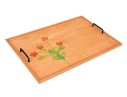 Decorative Serving Tray With Two Handles And Floral Motif