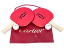 Pair Of Vintage Cartier Ping Pong Paddles And Balls 