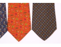 Four Beautiful Salvatore Ferragmo Mens Silk Neck Ties, Made In Italy (Orange)