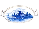 Vintage Silverplate And Blue And White Porcelain Tray