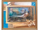 Oil On Canvas Painting Depicting A Man And Pheasant