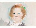 Signed Watercolor Painting, Girl In A Dress