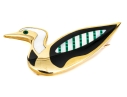 Tiffany & Co. 18k Yellow Gold Angela Cummings Lovely Inlaid Duck Brooch, With Box