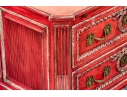 Antique Neoclassical Style Vibrant Red Bachelor's Chest