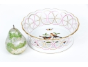 Herend Hungary Hand-Painted Porcelain Reticulated Bowl, Rothschild Bird (RO) Pattern