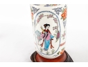 Chinese Famille Rose Porcelain Lamp On Wooden Base