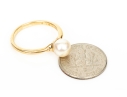 14k Yellow Gold Simple Pretty 6.75mm Cultured Pearl Solitaire Ring, Size 6+