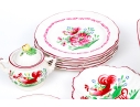 Thirty-One Piece French St. Clement Hand-Painted Ceramic Dining Service