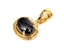 Gumps 18k Yellow Gold Classic Oval Black Onyx Ribbed Frame Pendant/enhancer
