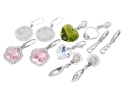 Swarovski Collection Of Crystal Set Pendant Earrings And Crystal Charms With Lobster Claw Clasps