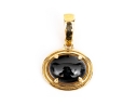 Gumps 18k Yellow Gold Classic Oval Black Onyx Ribbed Frame Pendant/enhancer