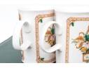 Gucci Vintage Set Of Six Bone China Christmas Themed Mugs, Boxed