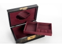 Chinese Black Lacquer Jewelry Box With Hardstone Figures